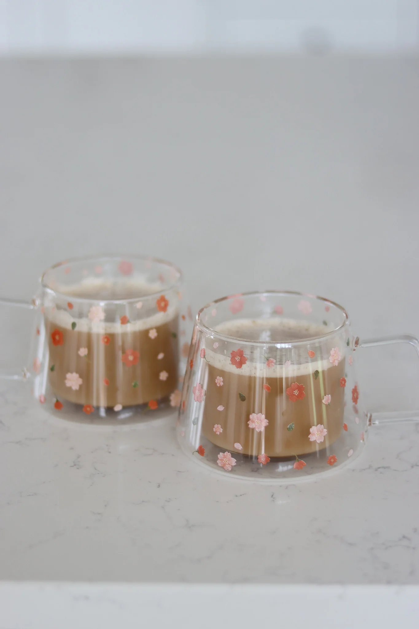 Wrap Around Double Walled Glass Mug Set - 2 Piece - Blossom - Image 4