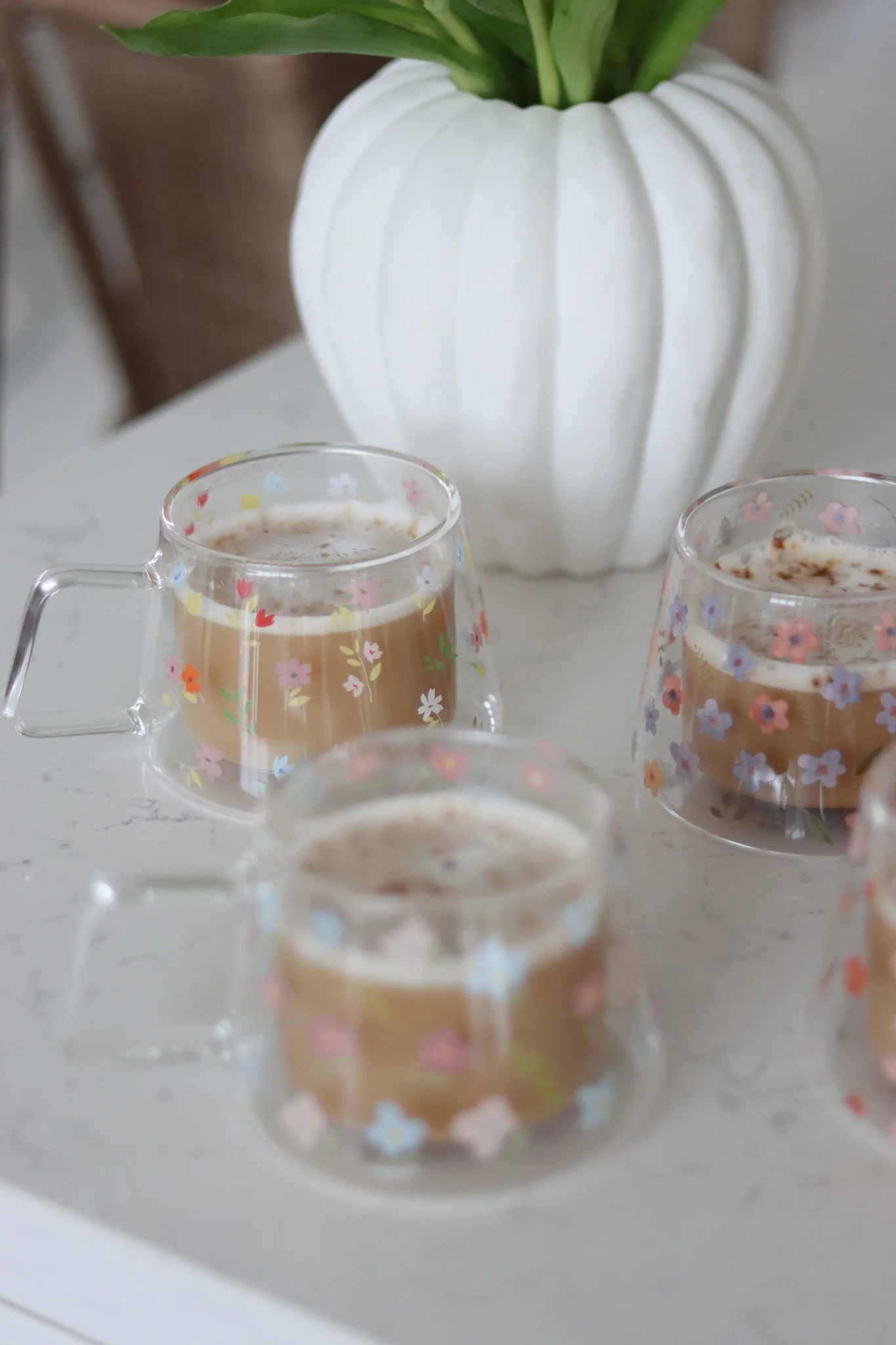 Wrap Around Double Walled Glass Mug Set ā 4 Piece ā Florals - Image 2