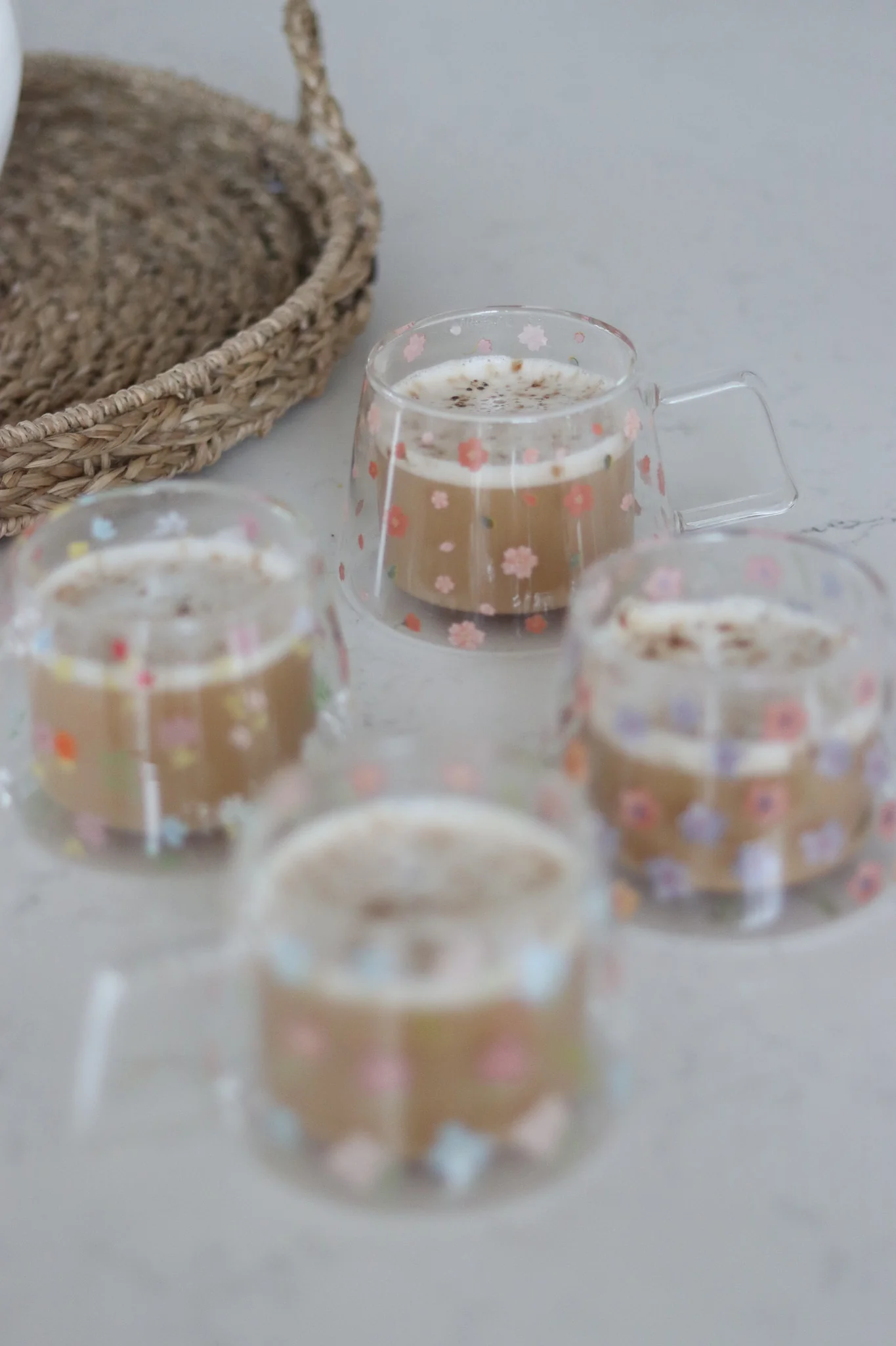 Wrap Around Double Walled Glass Mug Set ā 4 Piece ā Florals - Image 3