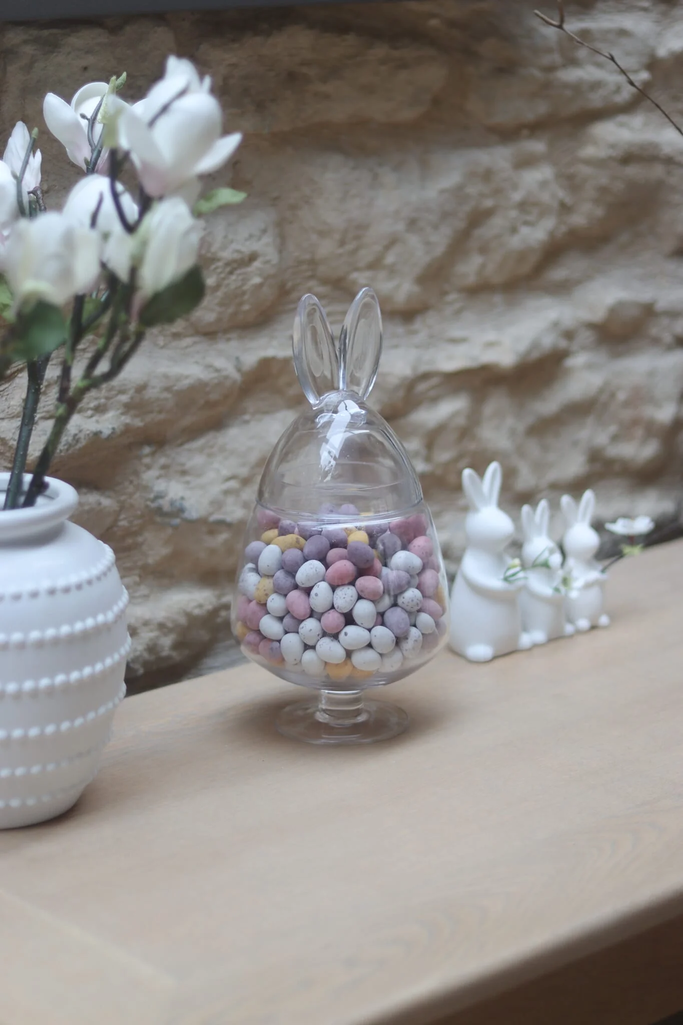 XL Glass Bunny Jar - Stand