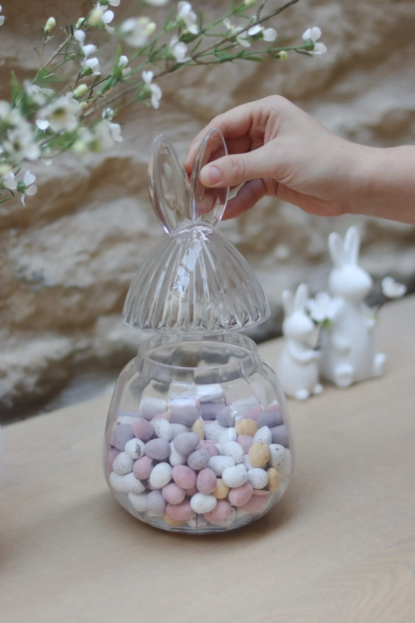 XL Glass Bunny Jar - Fluted - Image 3
